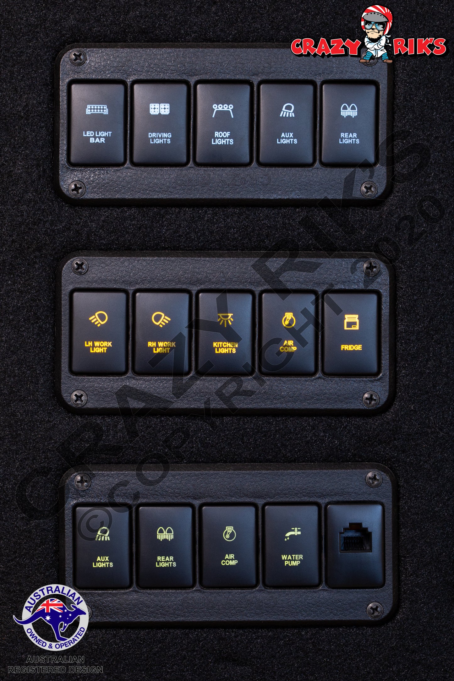 12v Control Panel Canopy 4x4 (Horizontal) - Suit Toyota Switches