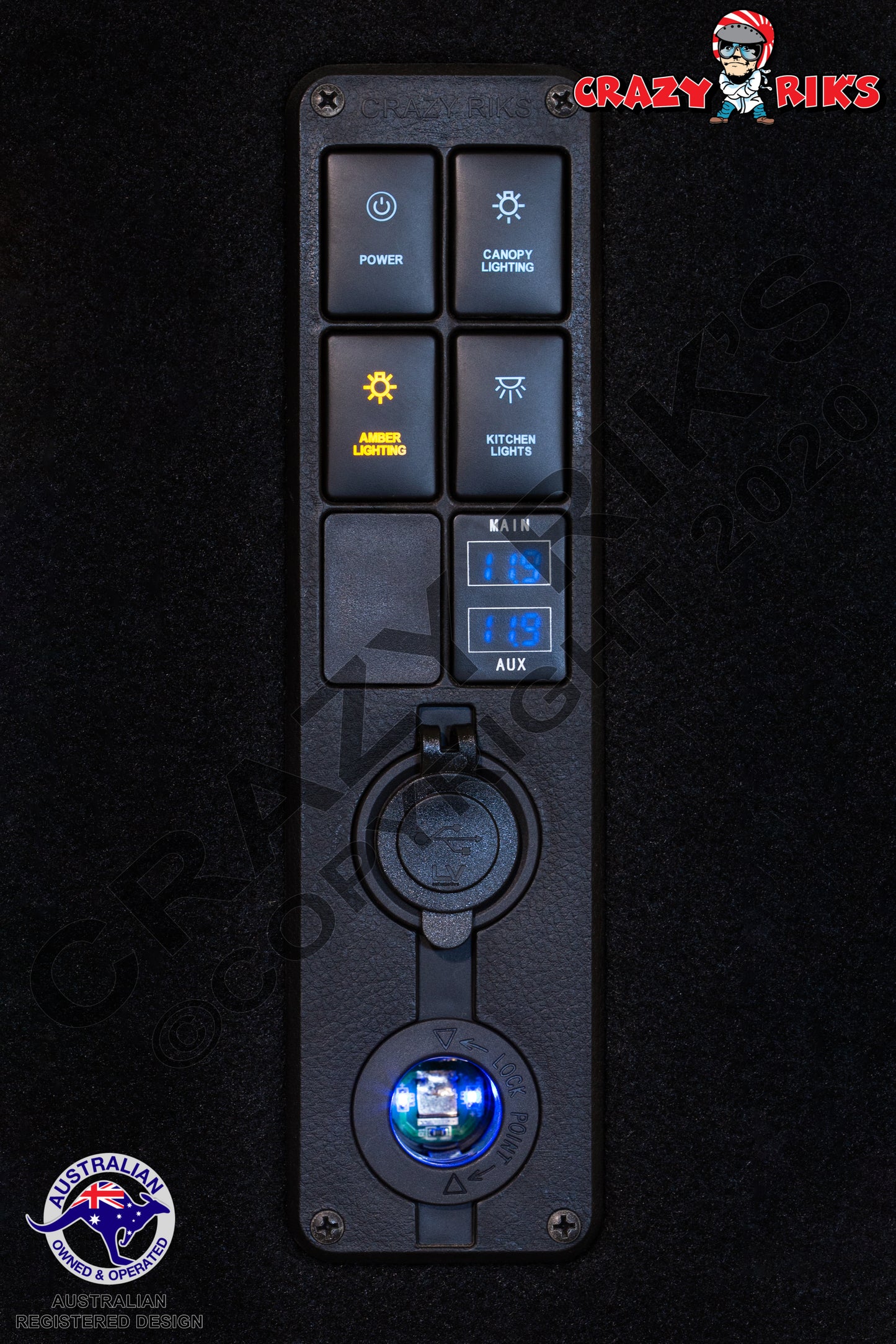 12v Control Panel Canopy 4x4 (Vertical) - Suit Toyota Switches