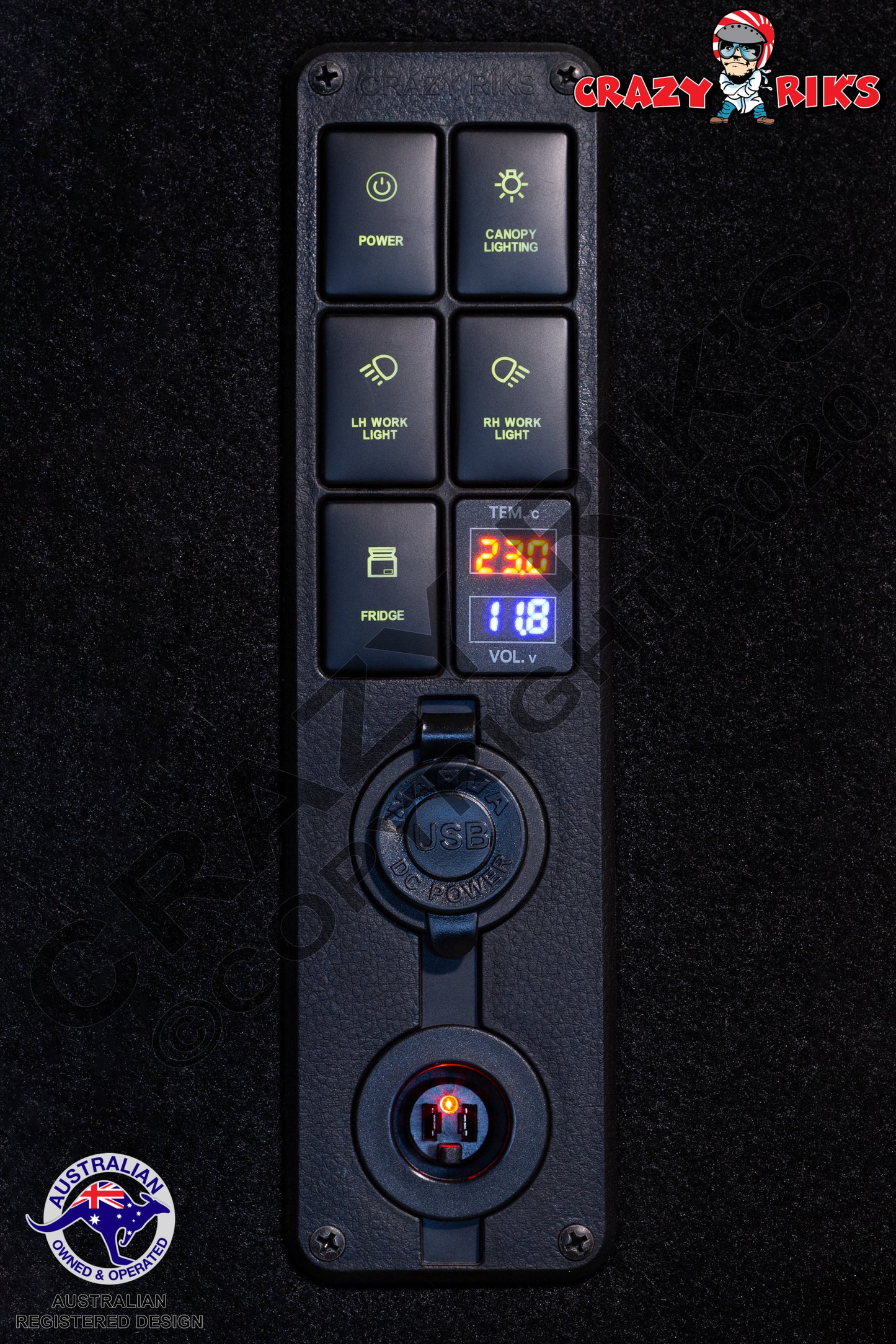 12v Control Panel Canopy 4x4 (Vertical) - Suit Toyota Switches