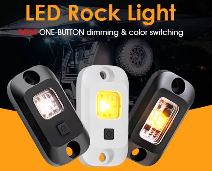 12v LED Dual colour rock light dimmable white / amber with switch